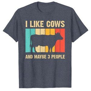 Men's Small - "I Like Cows and Maybe 3 People" Graphic T-Shirt - Short Sleeve S